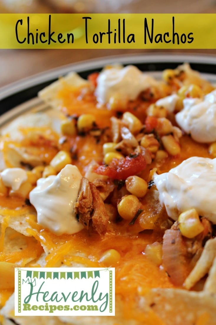 Chicken Tortilla Nachos (via MyHeavenlyRecipes.com) - These homemade chicken nachos are amazing. How can you go wrong with cheese and chips?