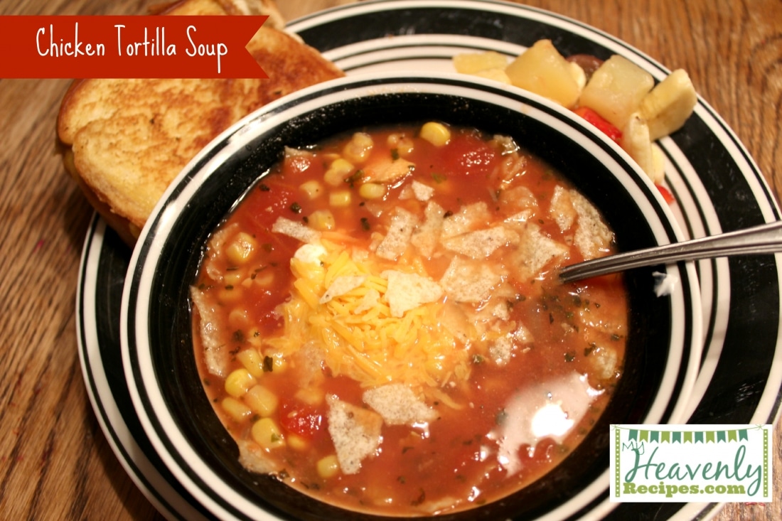 Chicken Tortilla Soup (via MyHeavenlyRecipes.com) - This recipe is amazing! Serve it with some tortilla chips or even a grilled cheese sandwich!