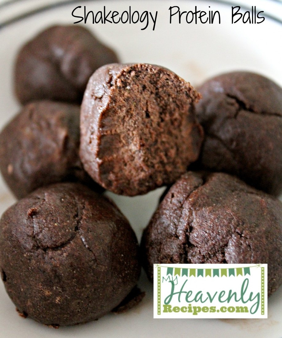 Chocolate protein balls on white plate