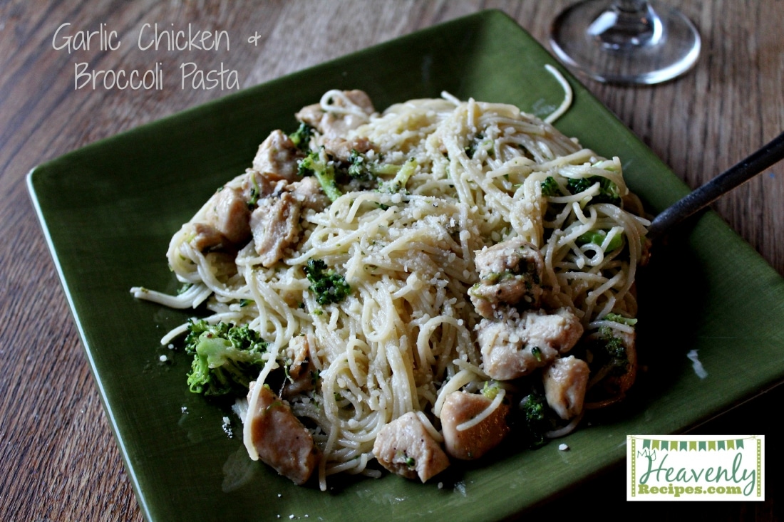 plate of chicken and broccoli pasta