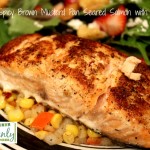 pan seared mustard glazed salmon with succotash