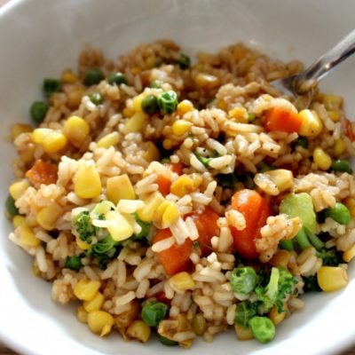 healthier fried rice with whole grains