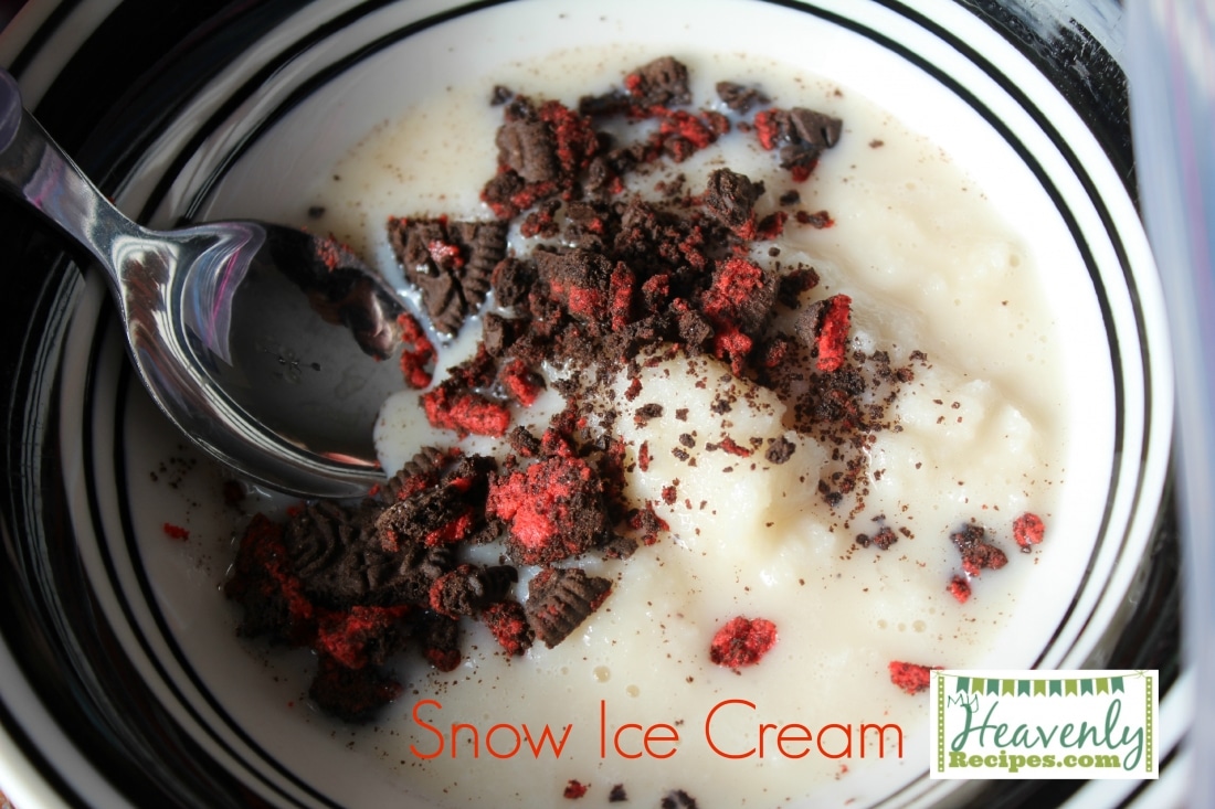 Snow Ice Cream (via MyHeavenlyRecipes.com) - Turn freshly fallen snow into amazing snow ice cream with just 3 simple ingredients. A fun snow day activity to do with the kids!