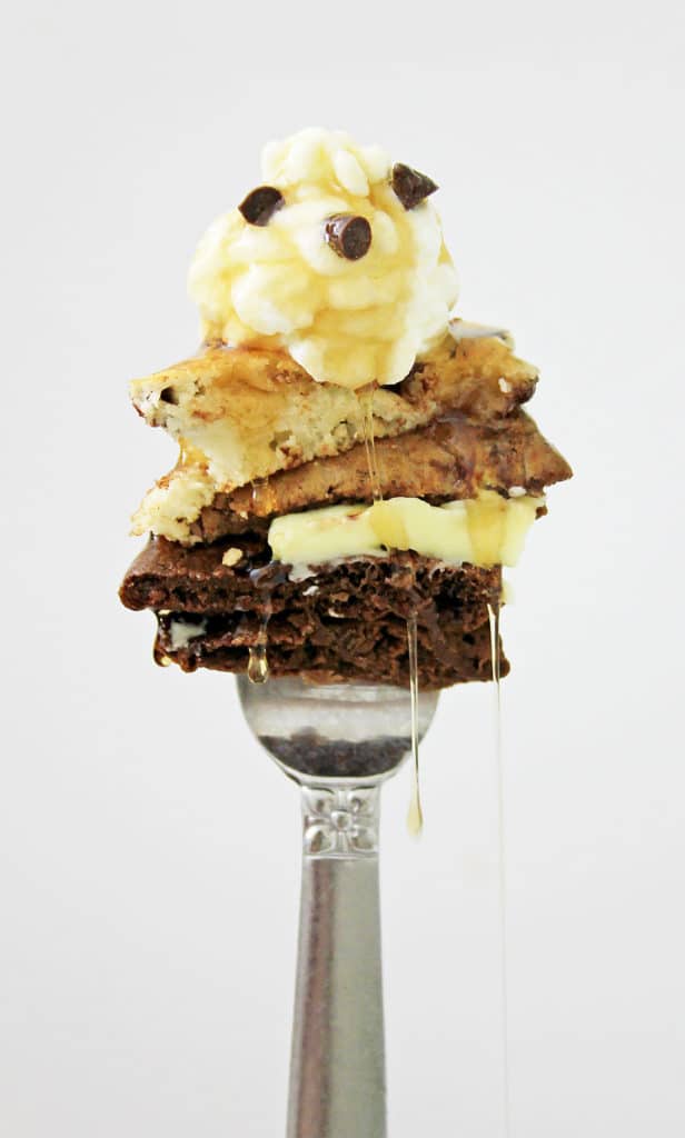 Chocolate chip pancakes on a fork