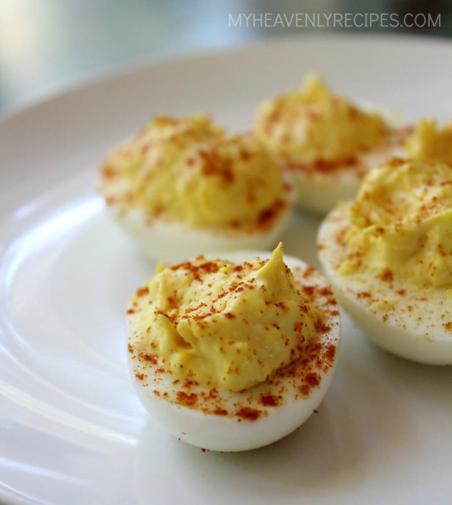 a platter of deviled eggs 