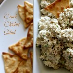 plate of crackers and bowl of the best chicken salad recipe - crack chicken salad