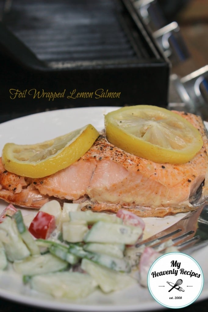 Foiled Lemon Grilled Salmon - My Heavenly Recipes
