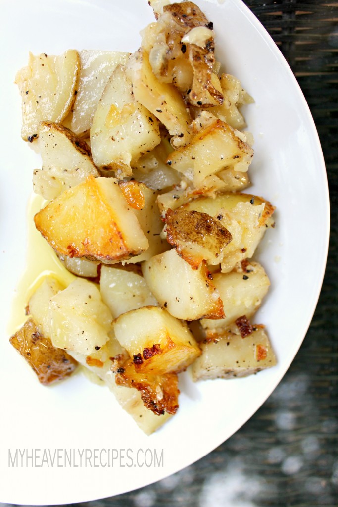 platter of foiled potatoes