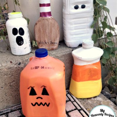 Halloween DIY decorations made from upcycled plastic jugs