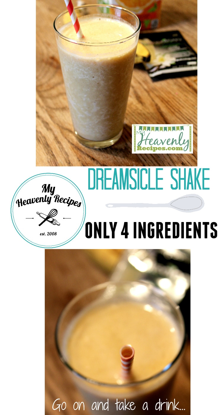 titled photo collage for Shakeology recipes - a 4 ingredient Dreamsicle Shake