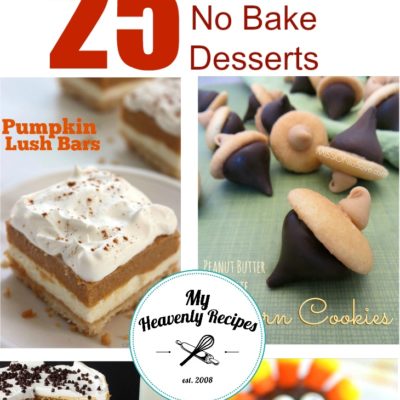 titled photo collage (and shown) 25 Easy No Bake Desserts