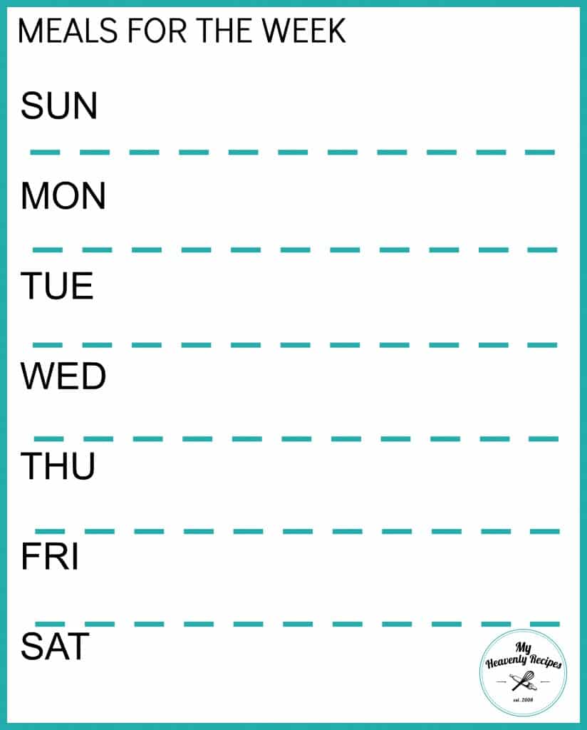 weekly meal plan printable