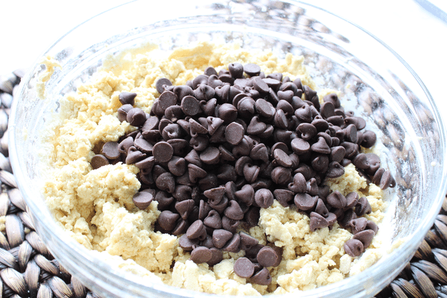 stir in chocolate chips into chocolate chip cookie dough