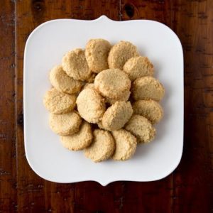 gluten free and paleo 3 ingredient cookies on a white plate
