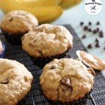 homemade banana chocolate chip oatmeal muffins