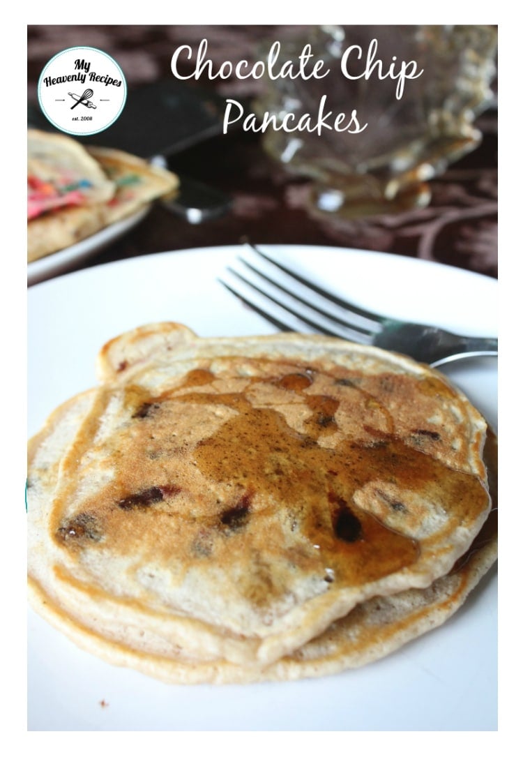 titled photo (and shown): fluffy chocolate chip pancakes