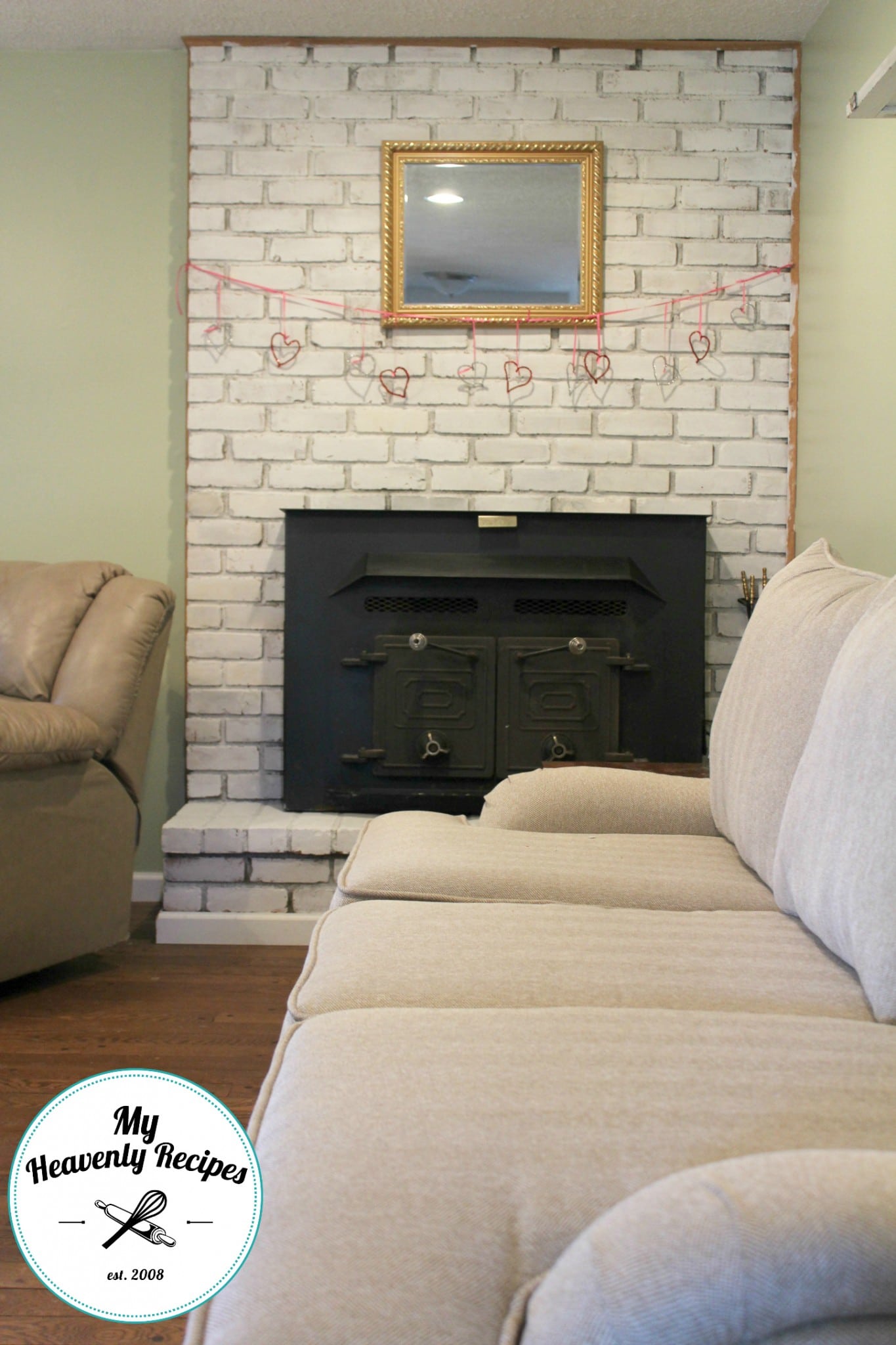fireplace makeover - brick fireplace painted with chalk paint