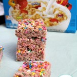 stack of rainbow Rice Krispies treats