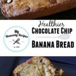 banana bread with chocolate chips pinterest image