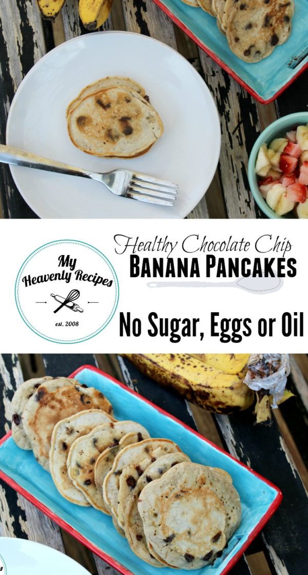 Healthy Chocolate Chip Banana Pancakes My Heavenly Recipes