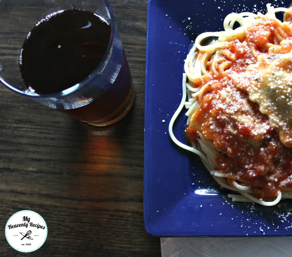 pasta dinner with meatless Italian spaghetti sauce