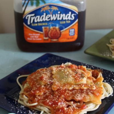 plate of spaghetti with homemade meatless Italian spaghetti sauce