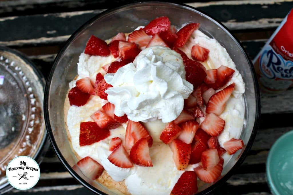 strawberry angel food cake from above