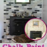 before and after image of fireplace painted with chalk paint