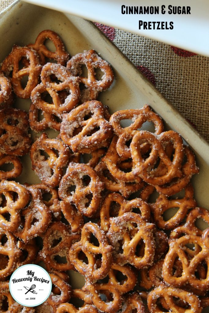 cinnamon sugar pretzels on a large bar pan