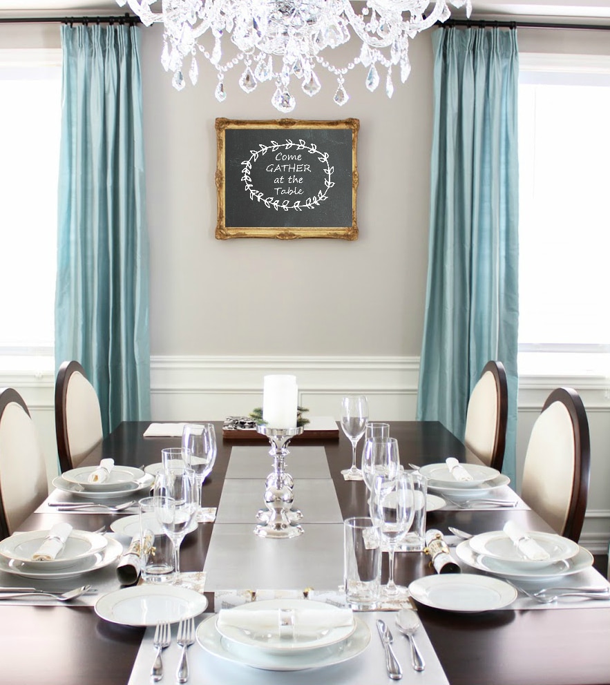 dining room wall decor: that says "Gather at the Table"
