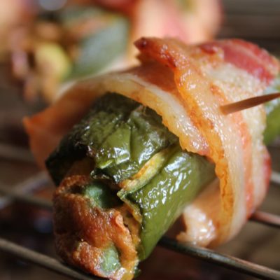 chicken stuffed jalapeno poppers wrapped in bacon