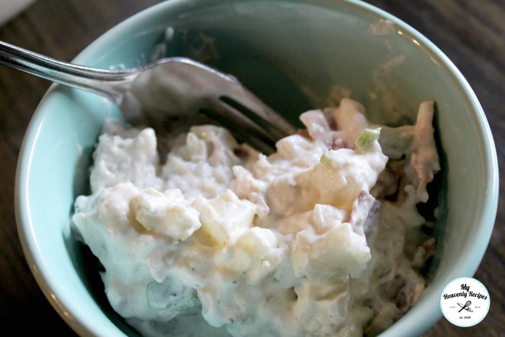 cold potato salad in a bowl