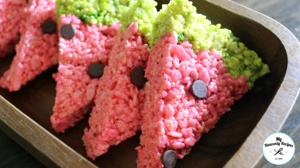 Watermelon Rice Krispies Treats + Recipe Video - My Heavenly Recipes