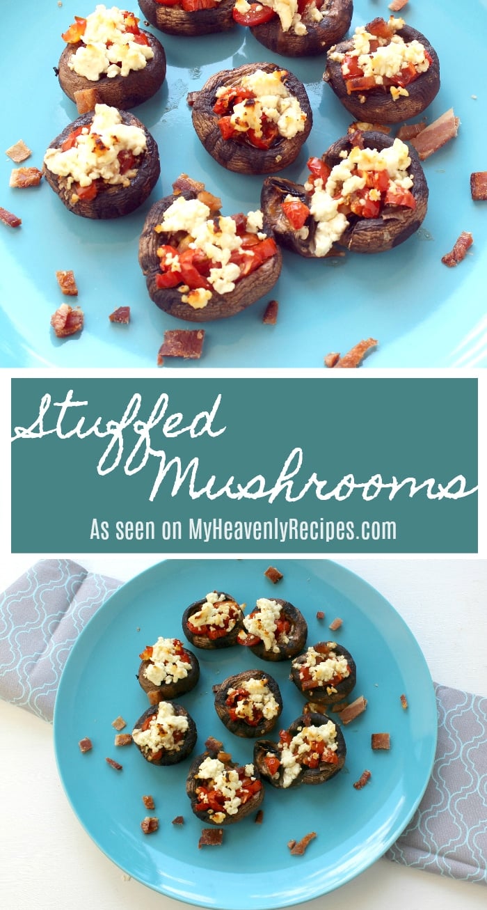 Easy Stuffed Mushrooms (Two Ways) - Stuffed Mushrooms are a great appetizer for entertaining your guests. Everyone loves finger food! #MyHeavenlyRecipes #Mushrooms #Appetizers