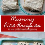 Mummy Rice Krispies are a quick & easy snack or dessert recipe that kids will love at their Halloween Party!