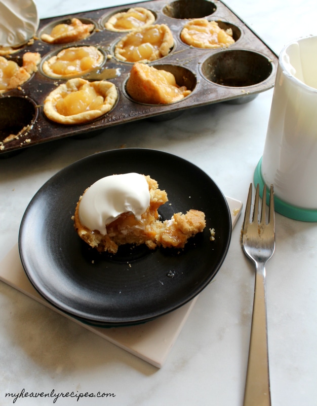 mini apple pie dessert on a plate with ice cream