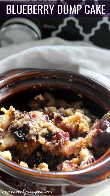 titled image (and shown) Blueberry Dump Cake (baked in a crock pot)