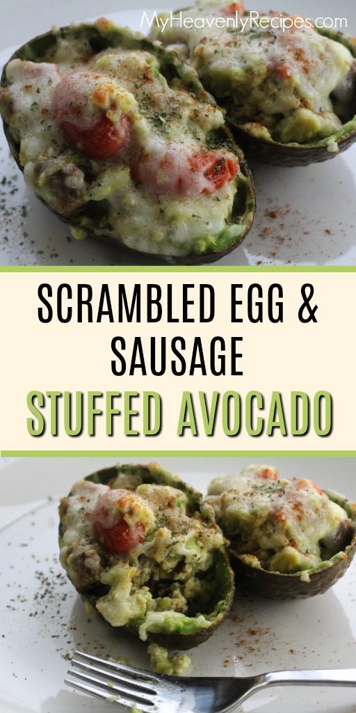 stuffed avocado breakfast photo collage for pinterest