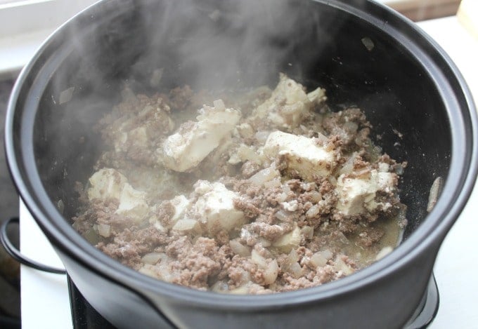 cream cheese added to low carb taco soup beef