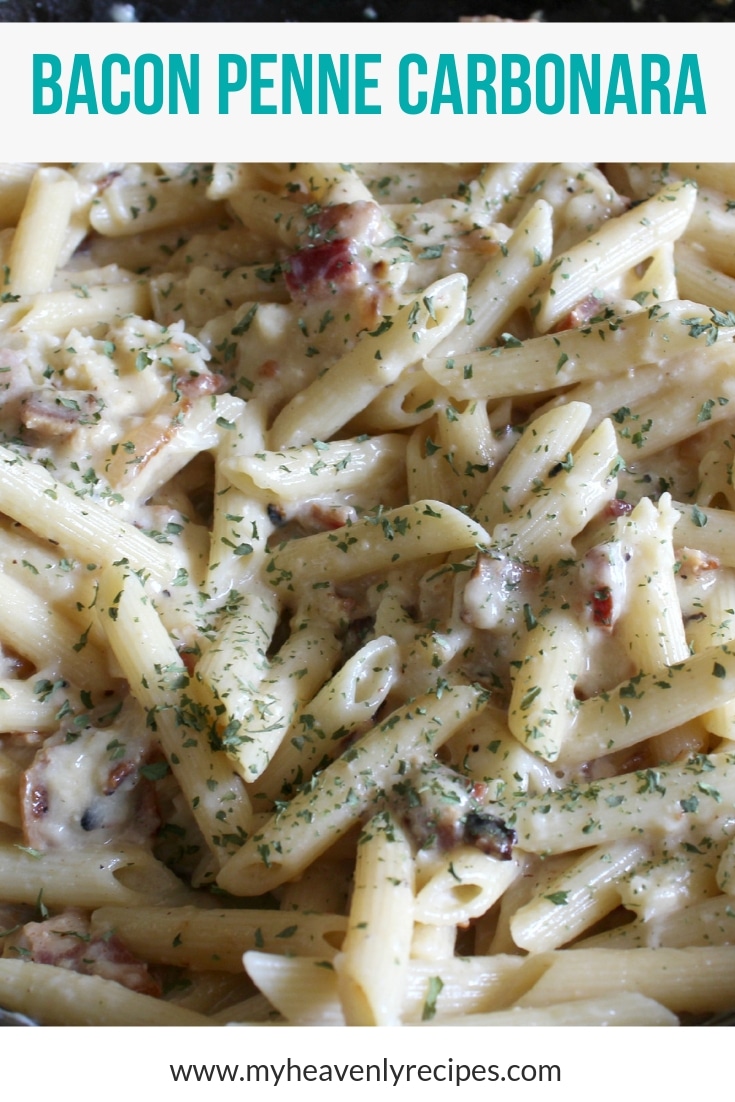 Penne Carbonara with Bacon + Video