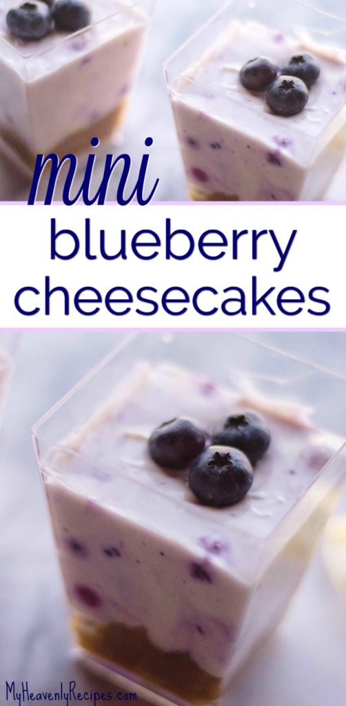 two closeup no bake blueberry cheesecake photos with text overlay