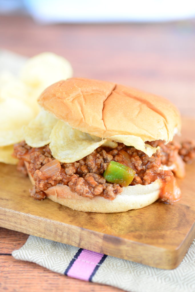 close up vertical shot of sloppy joe manwich