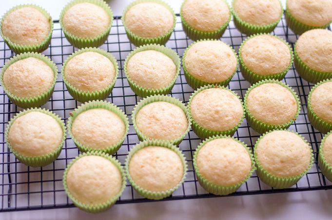 baked margarita cupcakes cooling on a wire rack