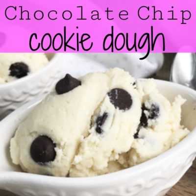 closeup of keto chocolate chip cookie dough in white bowl