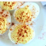 the best deviled eggs recipe overhead shot with paprika