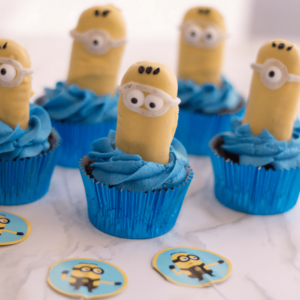 These Minion cupcakes are a fun and easy to make treat for a party.