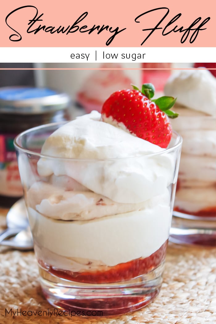 Strawberry fluff layered in glass jars with lemons in background