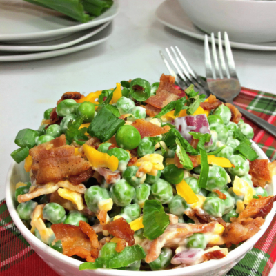 This healthy pea salad is one for the books. It's delicious and easy to put together!