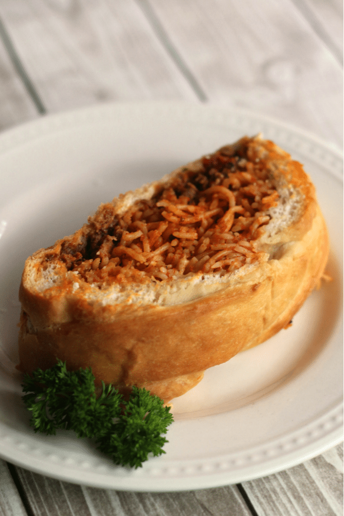 Spaghetti Stuffed Garlic Bread - My Heavenly Recipes