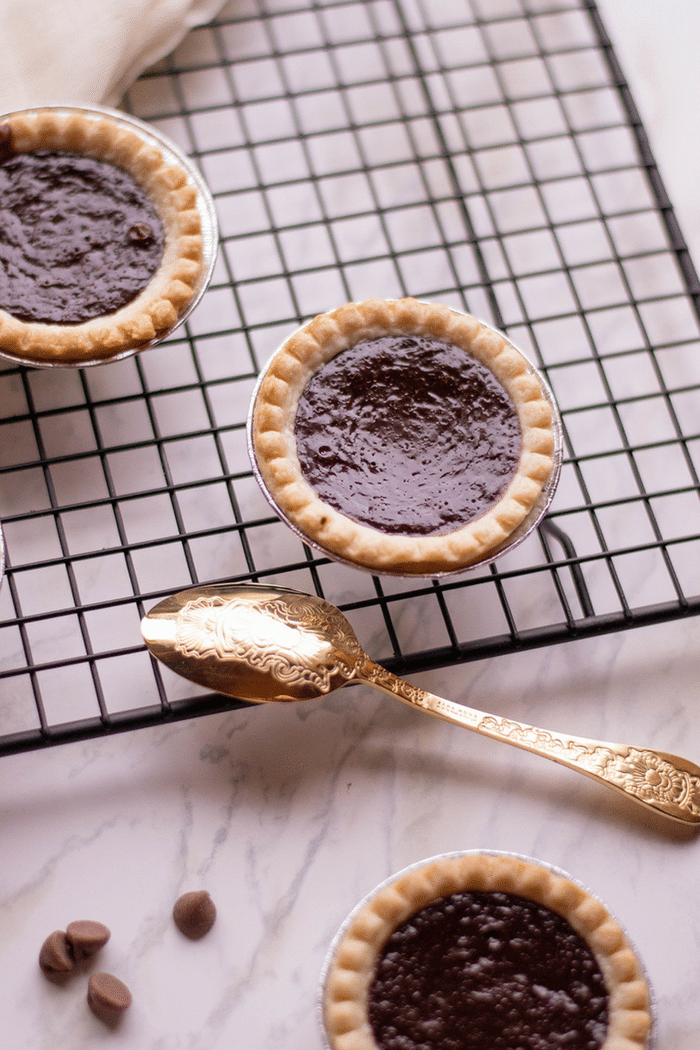 Mini Chocolate Tarts on cooling tray